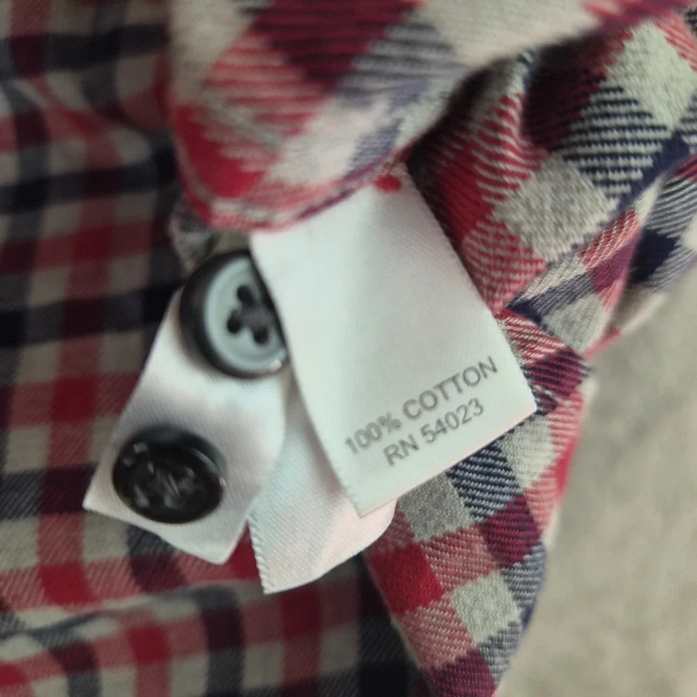 Banana Republic Plaid Flannel Shirt Mens Medium Red Blue Check Long Sleeve